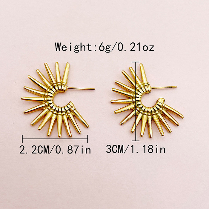 1 Pair Casual Punk Sector Plating Stainless Steel  Gold Plated Ear Studs