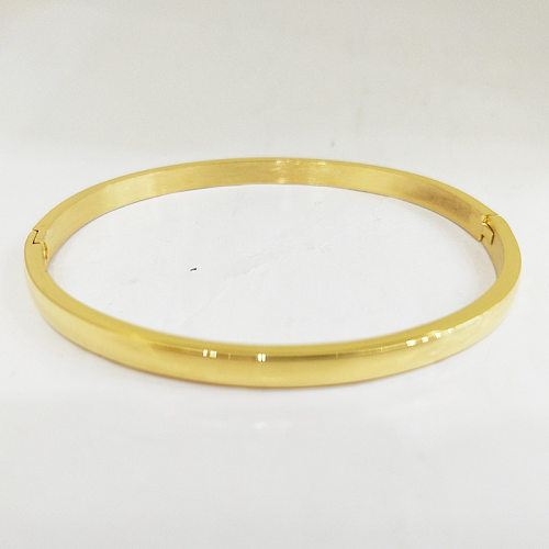 Elegante estilo simples cor sólida titânio aço polimento chapeamento pulseira banhada a ouro 18K