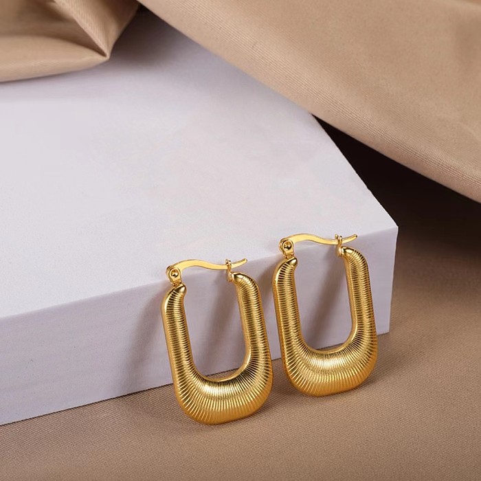 1 Paar Ohrringe im Vintage-Stil mit geometrischer Beschichtung aus Edelstahl mit 18-Karat-Vergoldung