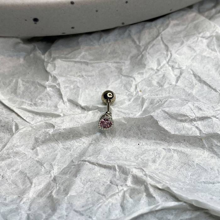 Modische herzförmige Ohrstecker aus Edelstahl mit Zirkoneinlage, 1 Stück