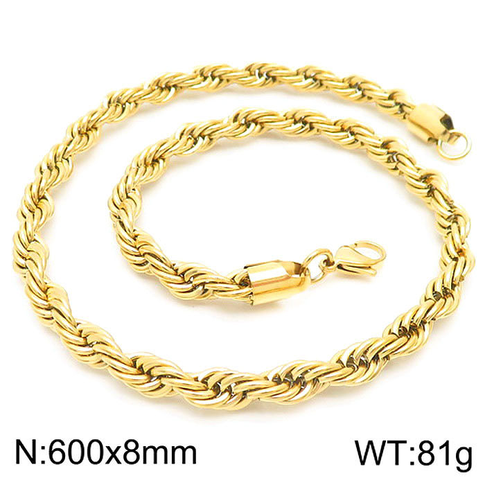Casual Simple Style Solid Color Stainless Steel  Stainless Steel Plating Gold Plated Necklace