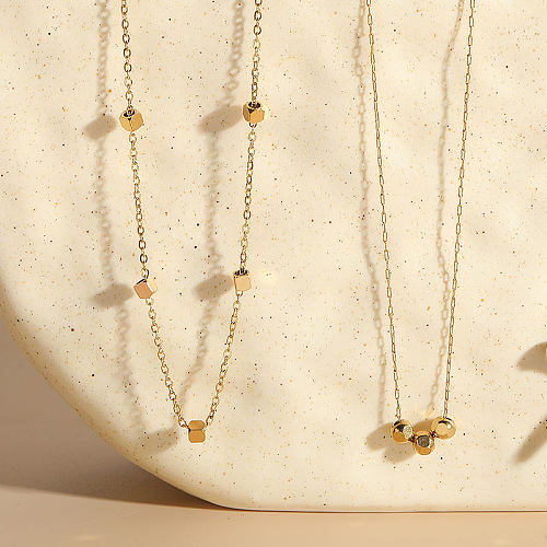 Elegant Luxurious Classic Style Ball Stainless Steel Plating 14K Gold Plated Necklace