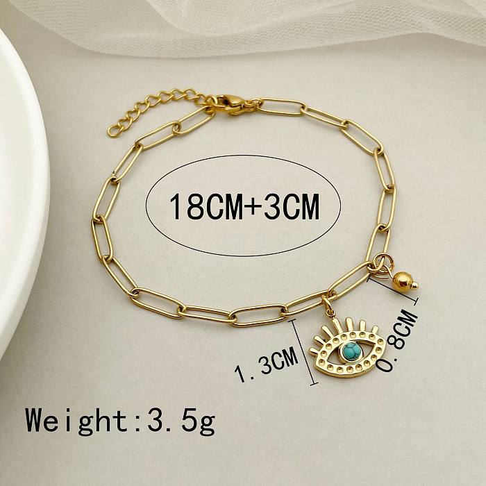 Fashion Eye Stainless Steel Plating Turquoise Bracelets 1 Piece