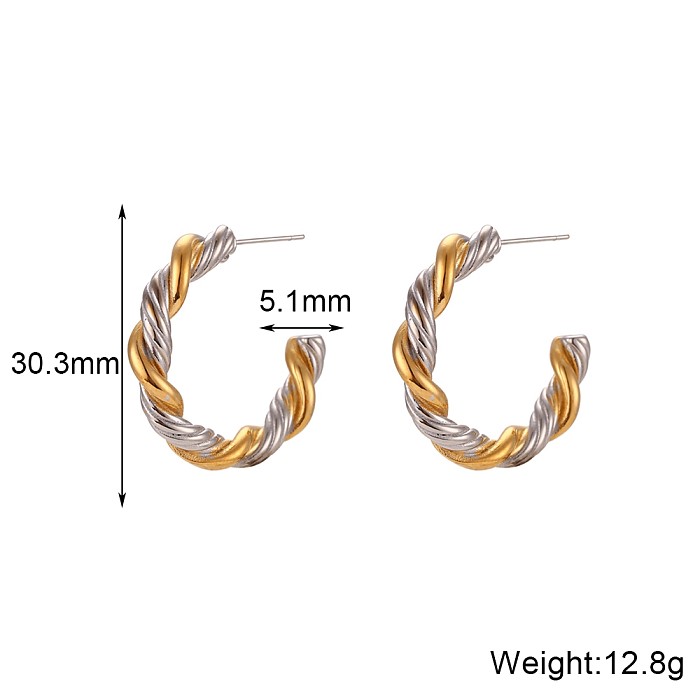 1 Pair Simple Style Classic Style C Shape Twist Stainless Steel  Plating 18K Gold Plated Ear Studs