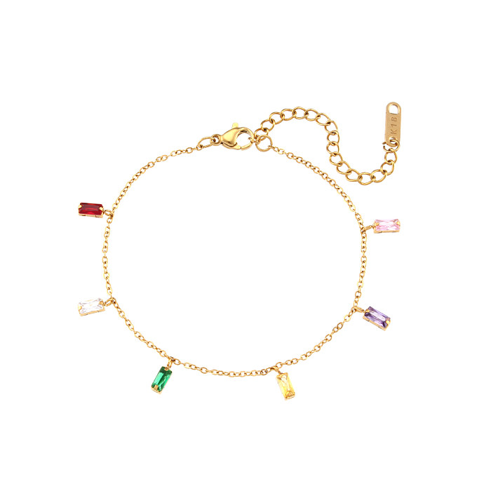Bracelets géométriques en acier inoxydable à la mode, collier plaqué Zircon, colliers en acier inoxydable