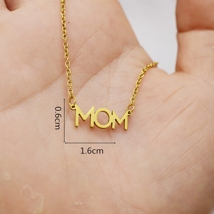 Elegant MAMA Simple Style Letter Stainless Steel Gold Plated Pendant Necklace