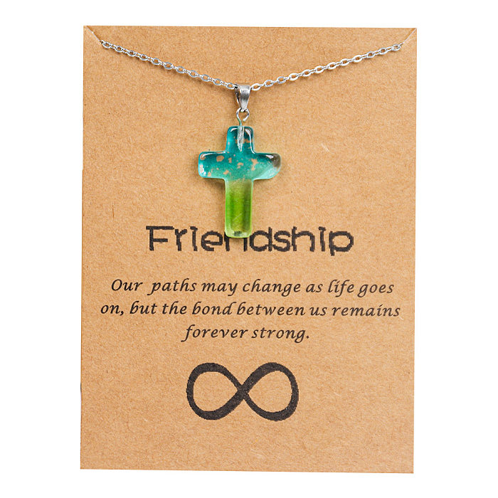 Simple Style Cross Stainless Steel  Natural Stone Stainless Steel Plating Pendant Necklace
