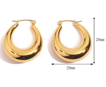 1 paire de boucles d'oreilles en acier inoxydable plaqué or 18 carats, Style Simple, en forme de U