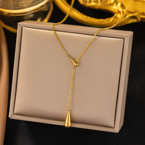 Pingente de colar banhado a ouro 18K de aço inoxidável de cor sólida estilo simples