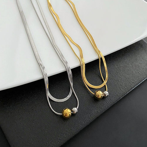 INS Style Round Stainless Steel Polishing Layered Necklaces