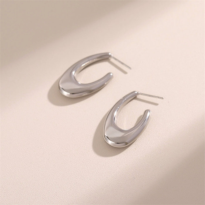 1 paire de clous d'oreilles en acier inoxydable, Style Simple, en forme de U