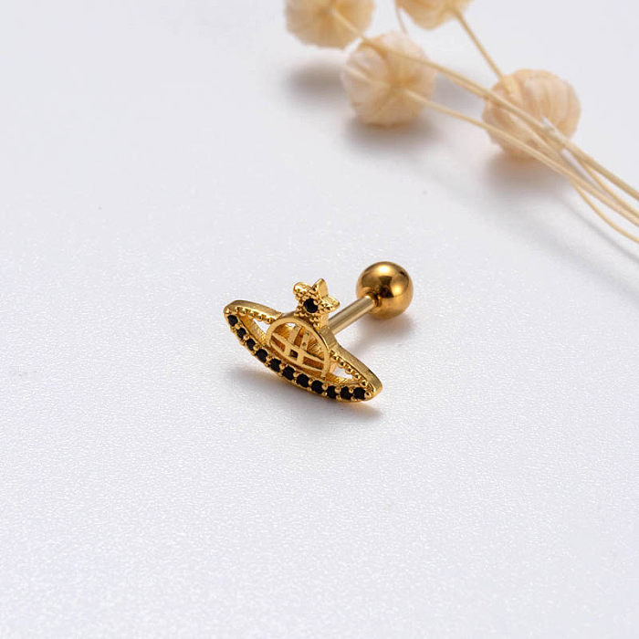 Pendientes de cartílago chapados en oro de 1K con incrustaciones de mariposa en forma de corazón y letras dulces, 18 pieza