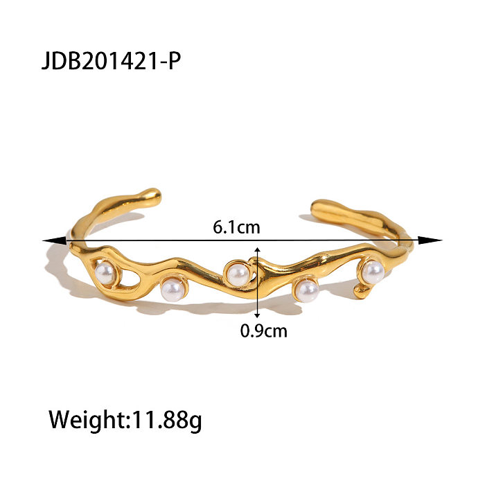 Bracelet à Perles Artificielles en Acier Inoxydable Plaqué Géométrique à la Mode 1 Pièce