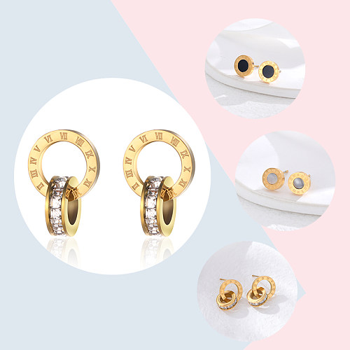1 Pair Vintage Style Simple Style Classic Style Round Stainless Steel 24K Gold Plated Ear Studs