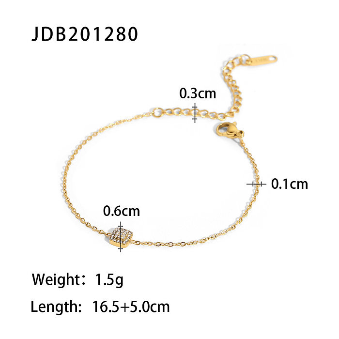 Fashion Square Stainless Steel Bracelets Gold Plated Zircon Stainless Steel Bracelets