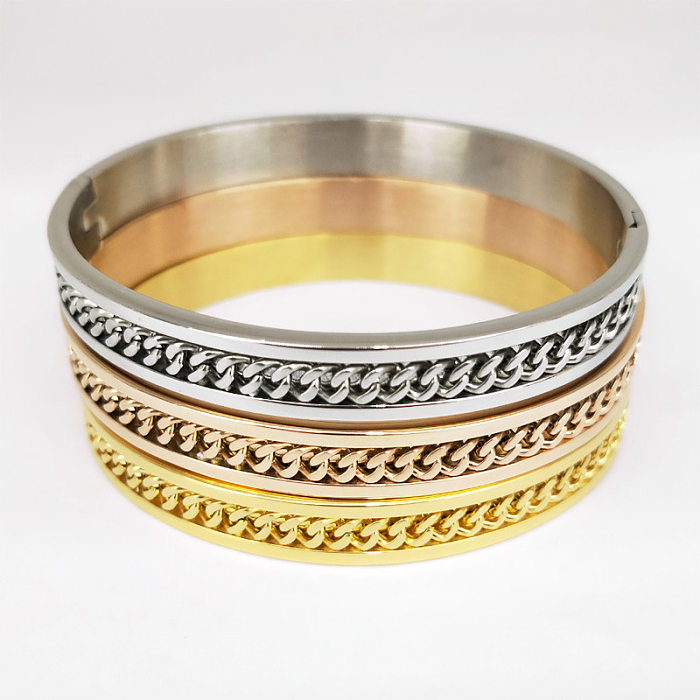 Simple Style Geometric Stainless Steel Chain Bangle