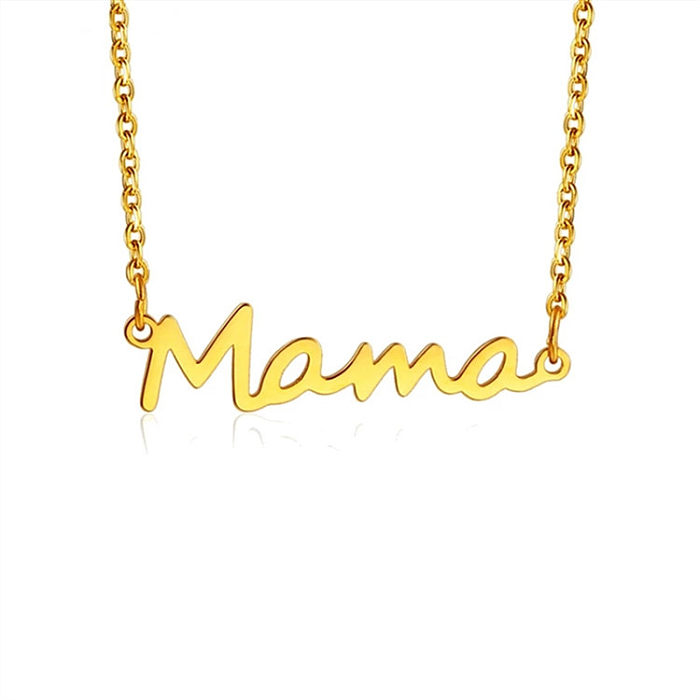 Fashion MAMA Letter Solid Color Stainless Steel  Plating Necklace