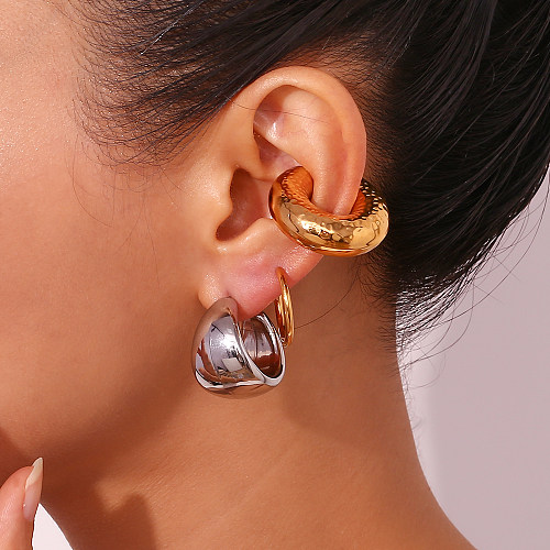 1 par de algemas de orelha banhadas a ouro 18K com revestimento geométrico básico estilo clássico