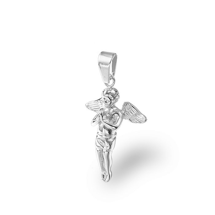 Hip-Hop Retro Punk Angel Stainless Steel Plating Pendant Necklace