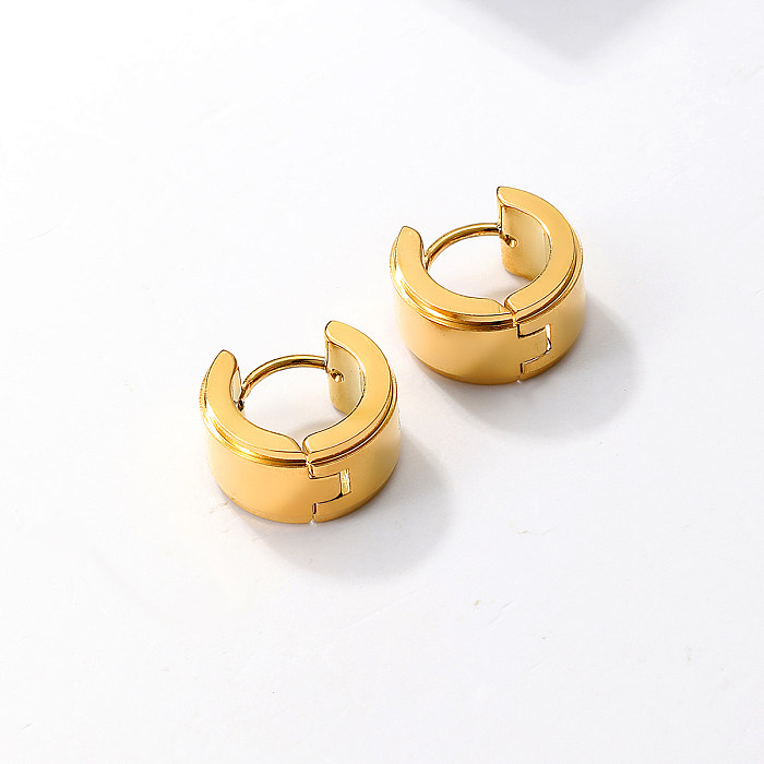 1 Pair Simple Style Round Stainless Steel  Plating 18K Gold Plated Earrings