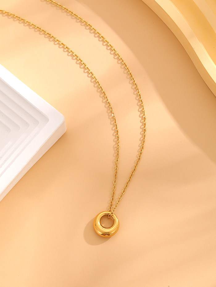 Retro Classic Style Geometric Stainless Steel Plating Gold Plated Pendant Necklace