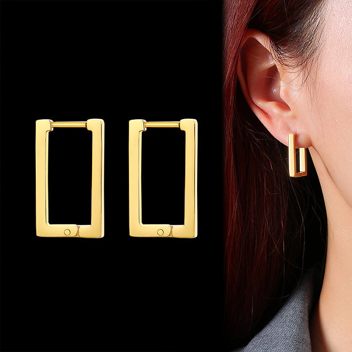1 Pair Simple Style Solid Color Stainless Steel  Plating 18K Gold Plated Earrings