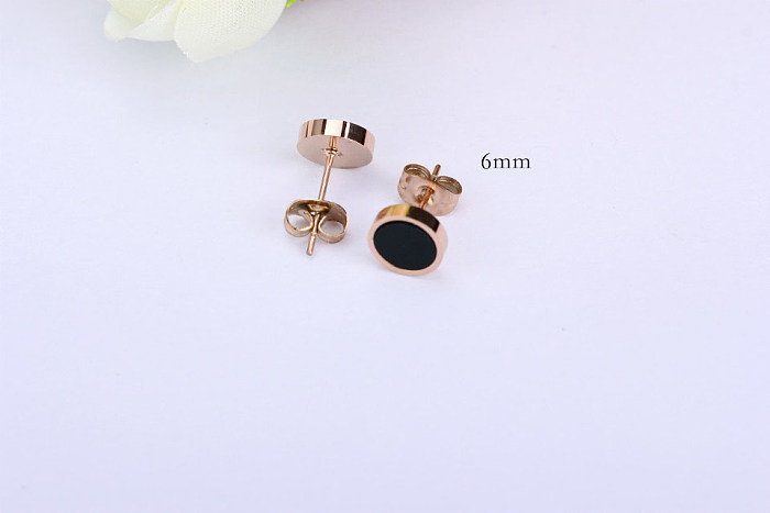 1 Pair Casual Simple Style Round Plating Inlay Stainless Steel  Artificial Gemstones Gold Plated Ear Studs