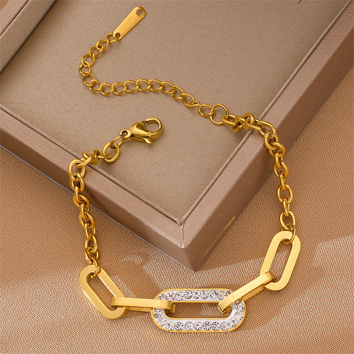 Fashion Geometric Titanium Steel Plating Rhinestones Bracelets 1 Piece