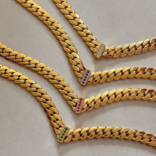 Collar chapado en oro retro de acero inoxidable de color sólido al por mayor de 18 quilates