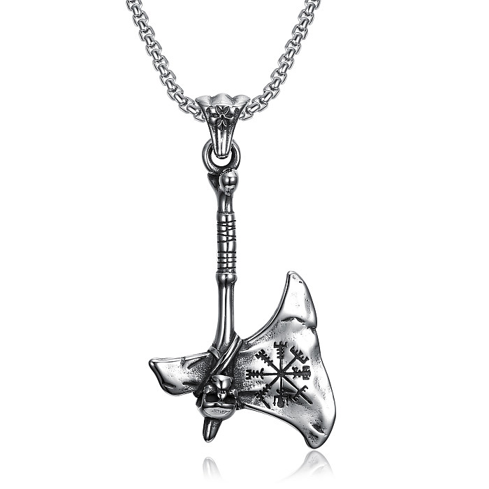 Retro Punk Cattle Solid Color Stainless Steel  Polishing Pendant Necklace