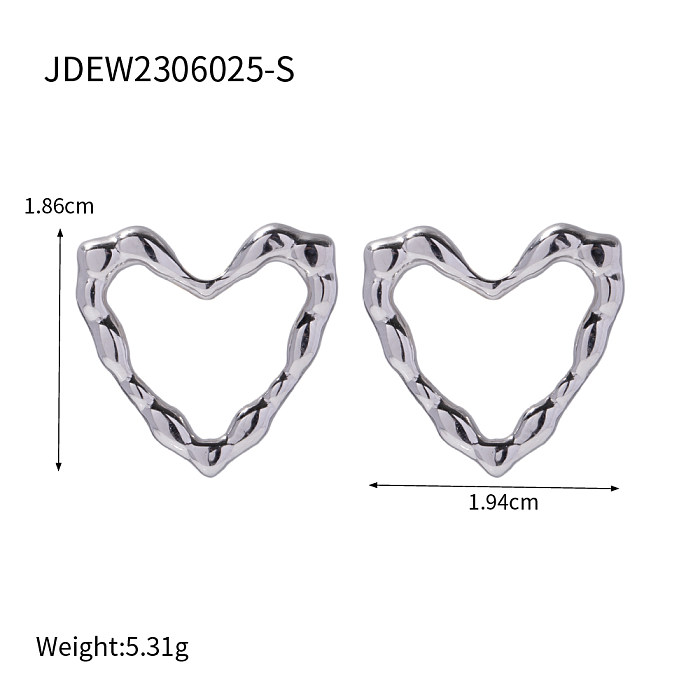 1 Pair IG Style Simple Style Heart Shape Plating Hollow Out Stainless Steel  Ear Studs