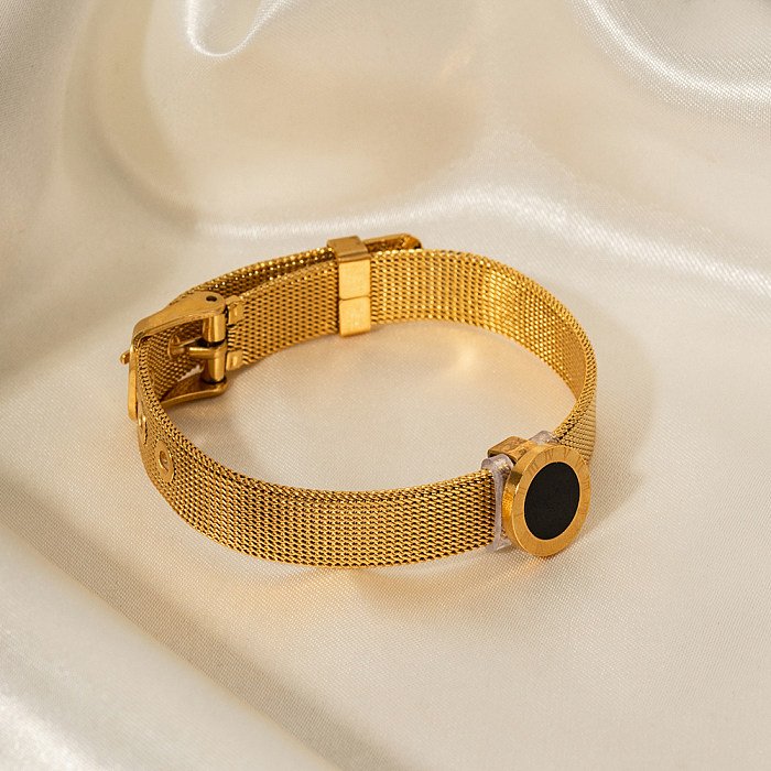Bracelet plaqué or 18K de placage d'acier inoxydable de couleur unie de style simple