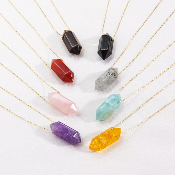 Modern Style Geometric Stainless Steel  Natural Stone Pendant Necklace In Bulk