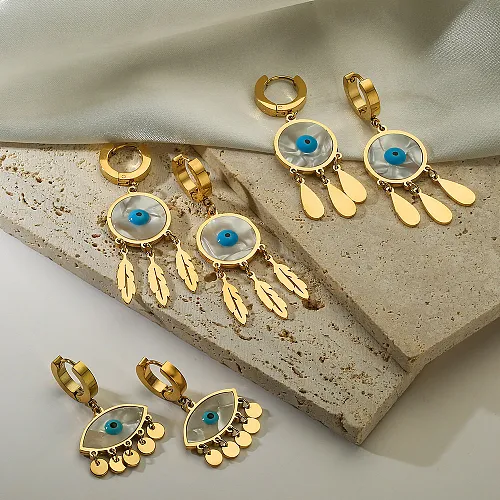 1 Pair Modern Style Artistic Devil'S Eye Plating Stainless Steel 18K Gold Plated Drop Earrings