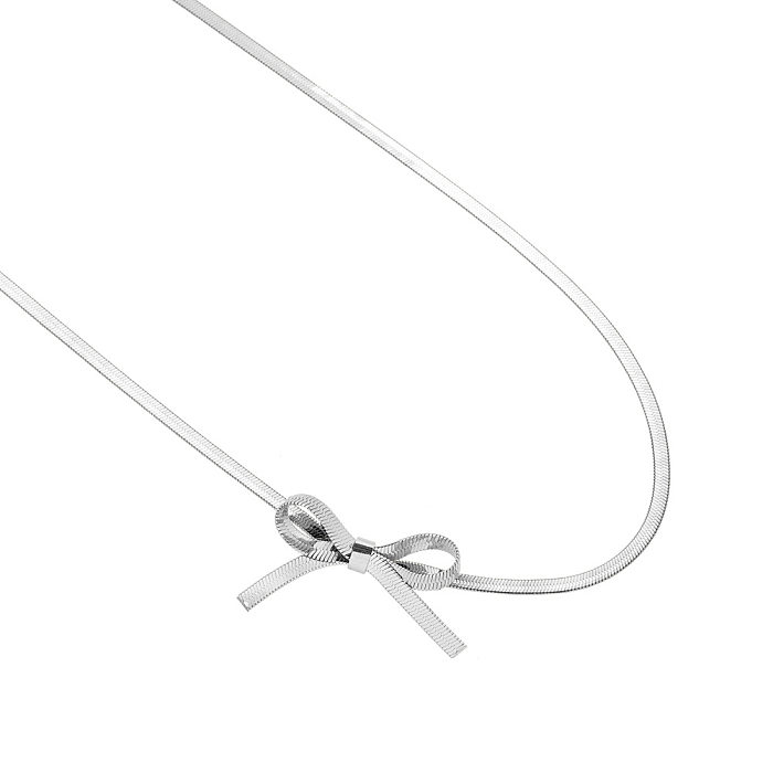 IG Style Simple Style Solid Color Bow Knot Stainless Steel Plating Choker 1 Piece