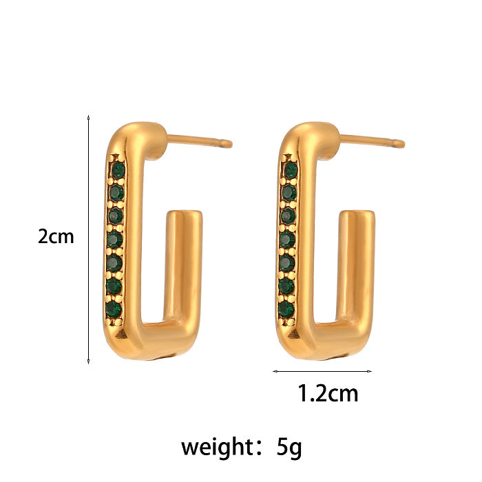 Modische geometrische Edelstahl-Ohrringe mit Zirkon-Edelstahl-Ohrringen