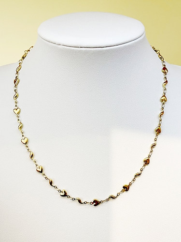 Einfache Pendel-Halskette in Herzform aus Edelstahl mit polierter Beschichtung und vergoldet