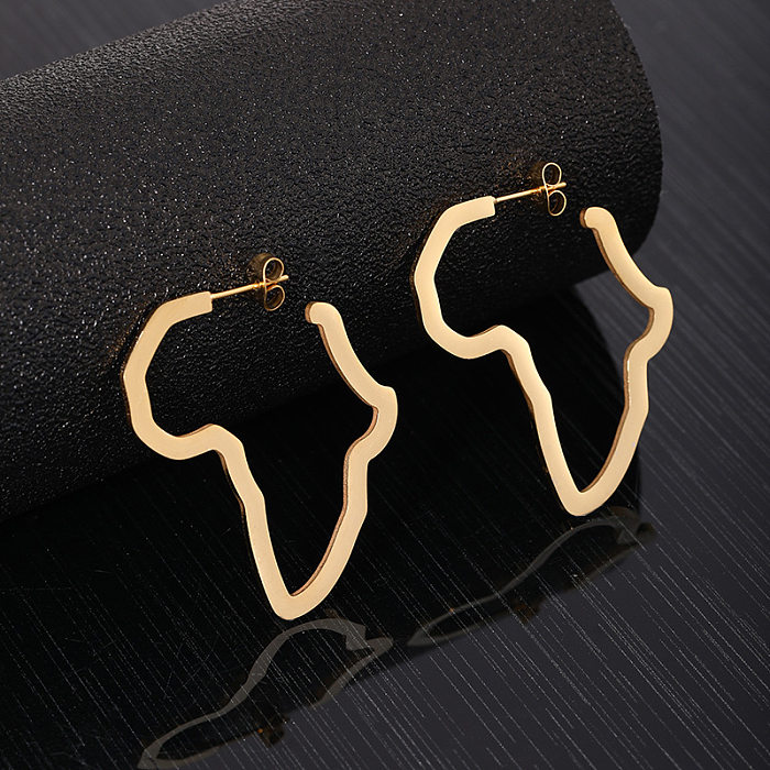 1 Pair Streetwear Map Stainless Steel  Earrings