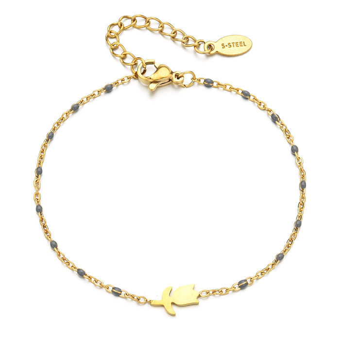 Simple Style Flower Stainless Steel Plating Gold Plated Bracelets