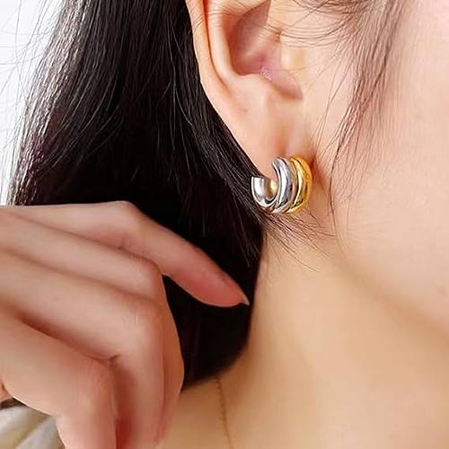 1 Pair Casual Color Block Polishing Plating Stainless Steel  Gold Plated Ear Studs