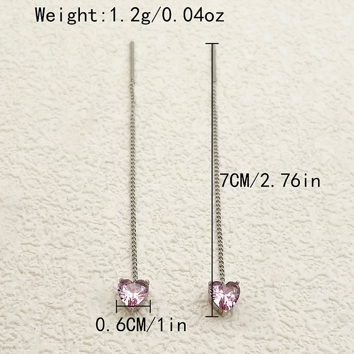 1 Pair Sweet Heart Shape Plating Inlay Stainless Steel  Zircon Gold Plated Drop Earrings