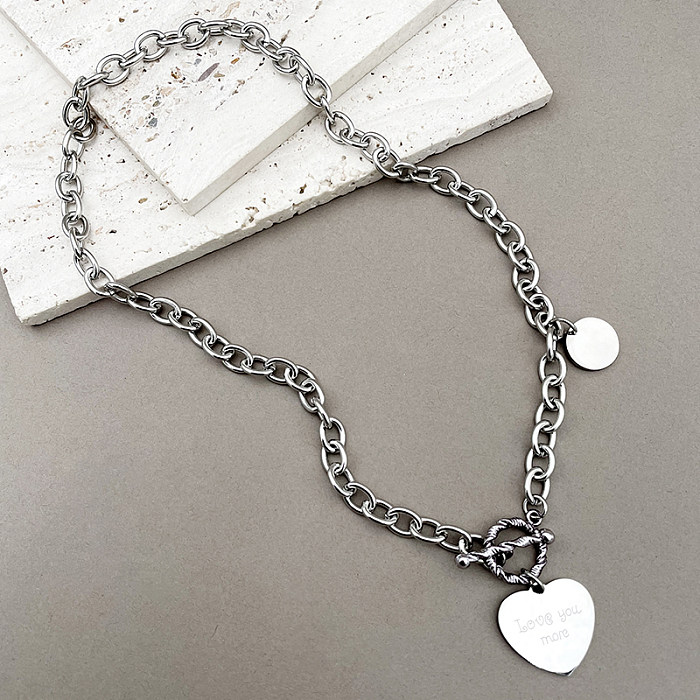 Lässige, romantische, schlichte Halskette in Herzform aus Edelstahl in großen Mengen