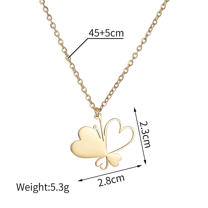 Einfache Schmetterlings-Anhänger-Halskette mit 18-karätigem Goldüberzug aus Edelstahl