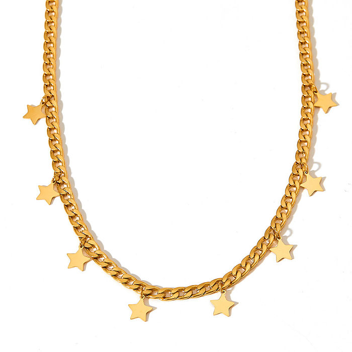 Schlichte Stern-Halskette mit Edelstahlbeschichtung, 1 Stück