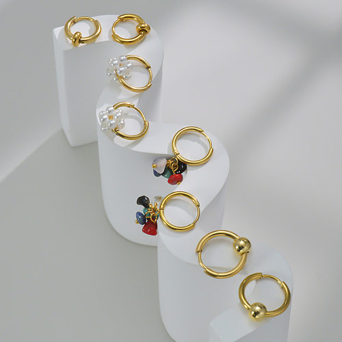 Mode geometrische Edelstahl Ohrringe Überzug künstliche Perlen Naturstein Edelstahl Ohrringe