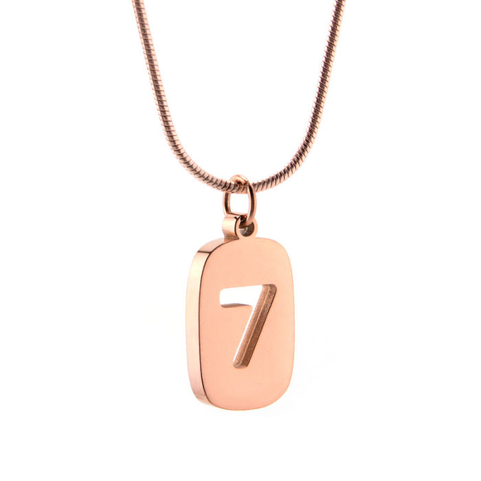 Simple Style Number Stainless Steel Plating 18K Gold Plated Pendant Necklace