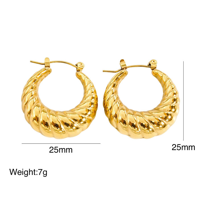1 Pair Modern Style C Shape Plating Stainless Steel  18K Gold Plated Earrings