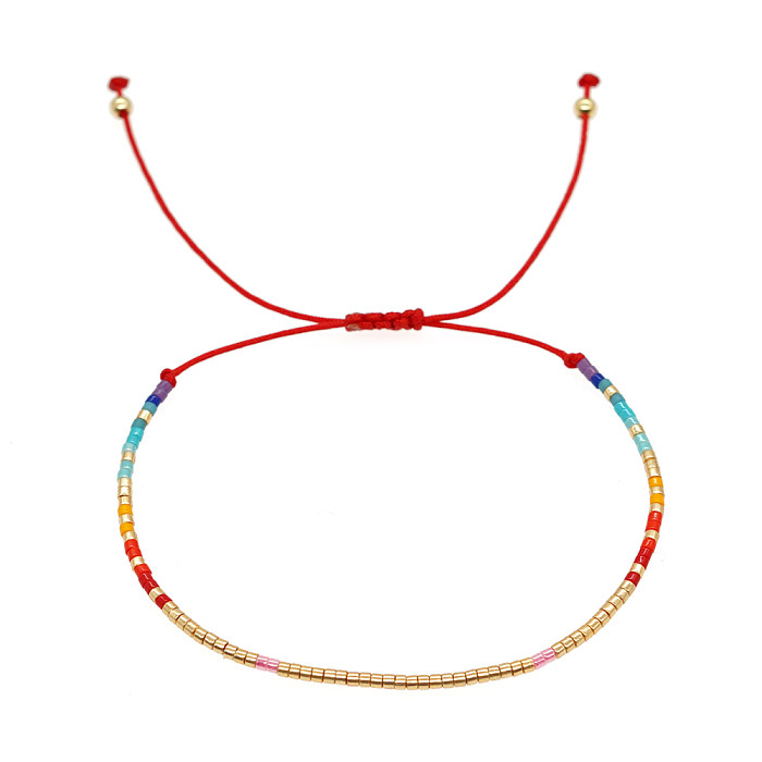 Bracelets de perles en verre en acier inoxydable coloré géométrique de style simple