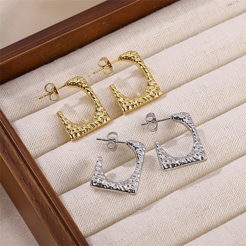 1 Pair Simple Style Square Plating Stainless Steel  18K Gold Plated Ear Studs