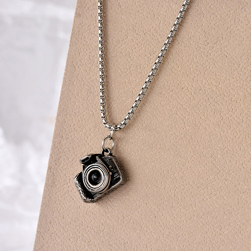 Hip-Hop Vintage Style Camera Stainless Steel  Epoxy Pendant Necklace Long Necklace